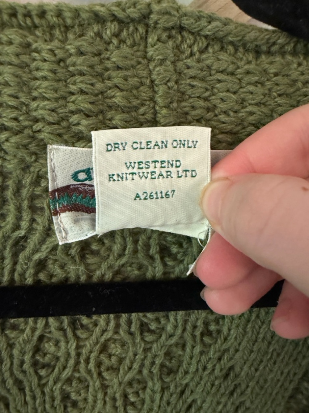 Aran Crafts Boyfriend Cardigan Sweater XL Green 100% Merino Wool Made in Ireland - Picture 7 of 7